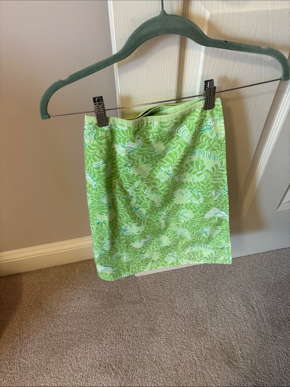 Lilly Pulitzer Lime Green Printed Pencil Skirt
